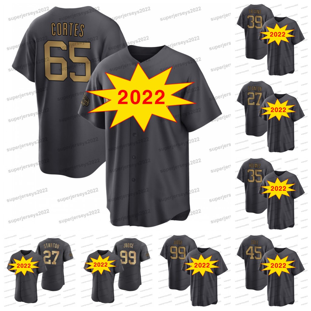 

65 Nestor Cortes 2022 All-Star Game Jersey yankee Aaron Judge Giancarlo Stanton Gerrit Cole Jose Trevino Clay Holmes Gleyber Torres DJ LeMahieu Anthony Rizzo, Navy cool base