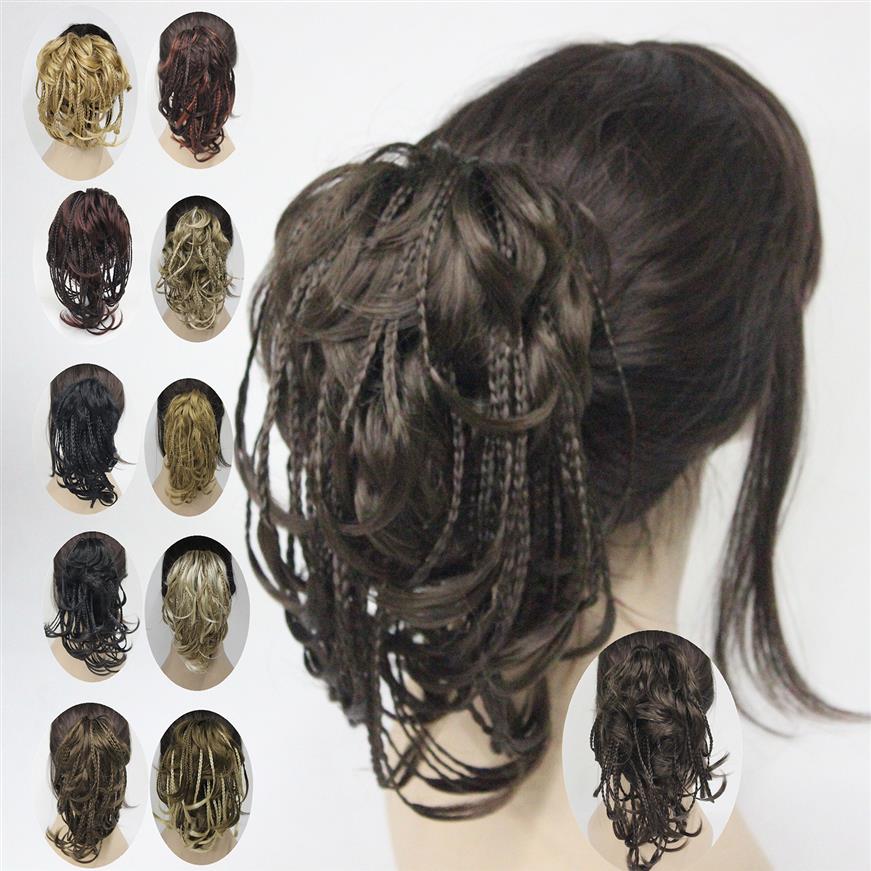 

Hivision super Braids Braided Clip In Ponytail Hairpiece Hair Extensions Short Straight Claw Clip Ponytails 11 color select219Z
