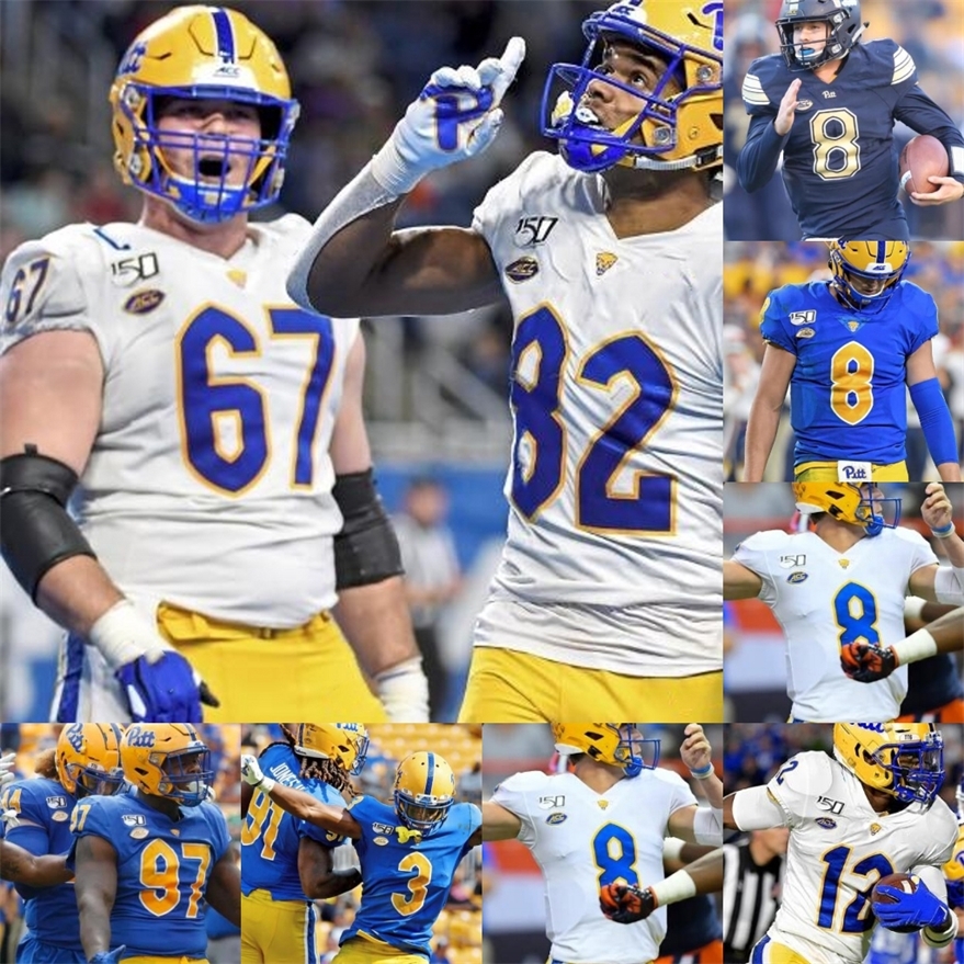 

A3740 NCAA Football stitched Jerseys 2020 ACC Pittsburgh Panthers Pitt Larry Fitzgerald Maurice Ffrench Damar Hamlin Nick Patti Tre Tipton, White with 150th patch