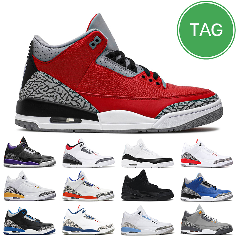 

men basketball shoes 3 retro Georgetown Black Cat Unite UNC Blue Pine Green Laser Orange Cement Varsity Royal mens trainer outdoor sports sneakers, #19