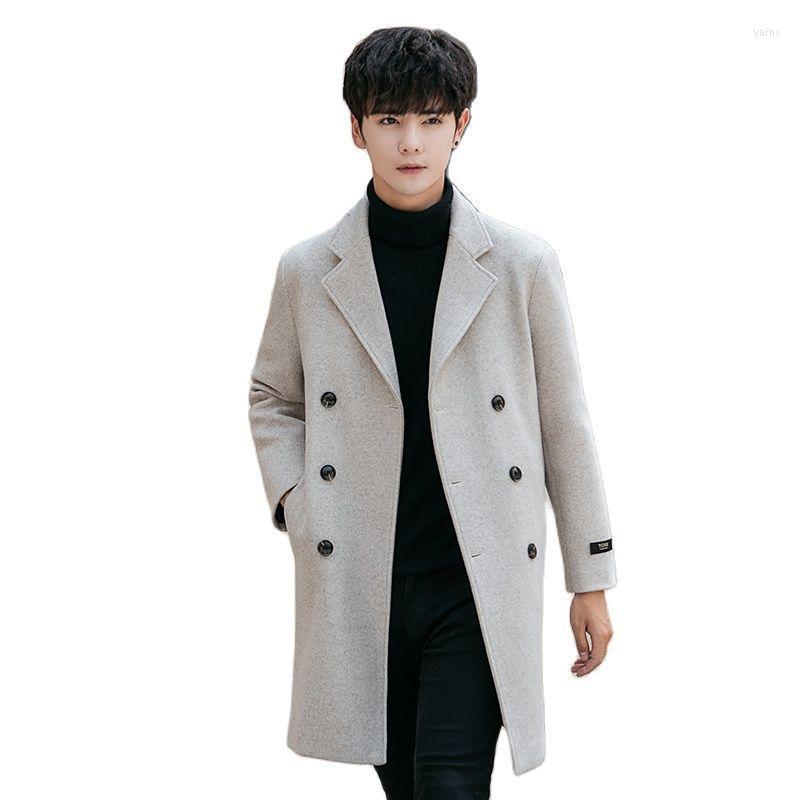 

Men' Jackets M.Y.FANTASY Men Double-breasted Trench Coat Korean Casual Wool Coats Fashion Winter Warm Slim Windbreaker Jacket, 03