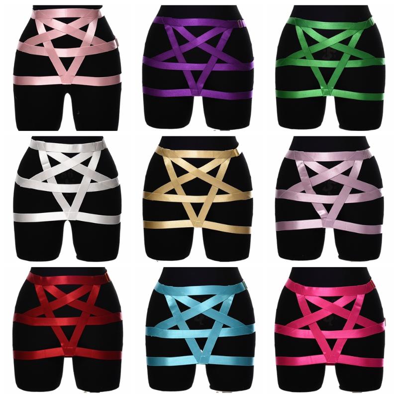 

Garters Star Pentagram Harness Adjustable Skirt Body Cage Sexy Hollow Rave Club Clothing Gothic Collocation Garter HarnessGarters, N-p0114-jhs