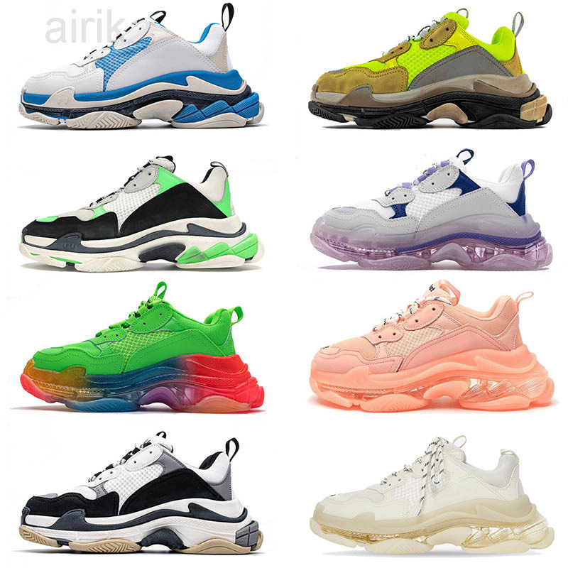 

Womens Mens Triple S Casual Shoes Light Pink Gold Rainbow Neon Green Yellow Navy Clear Sole Lavender Black Watermark Sneakers Luxury, A23 36-45