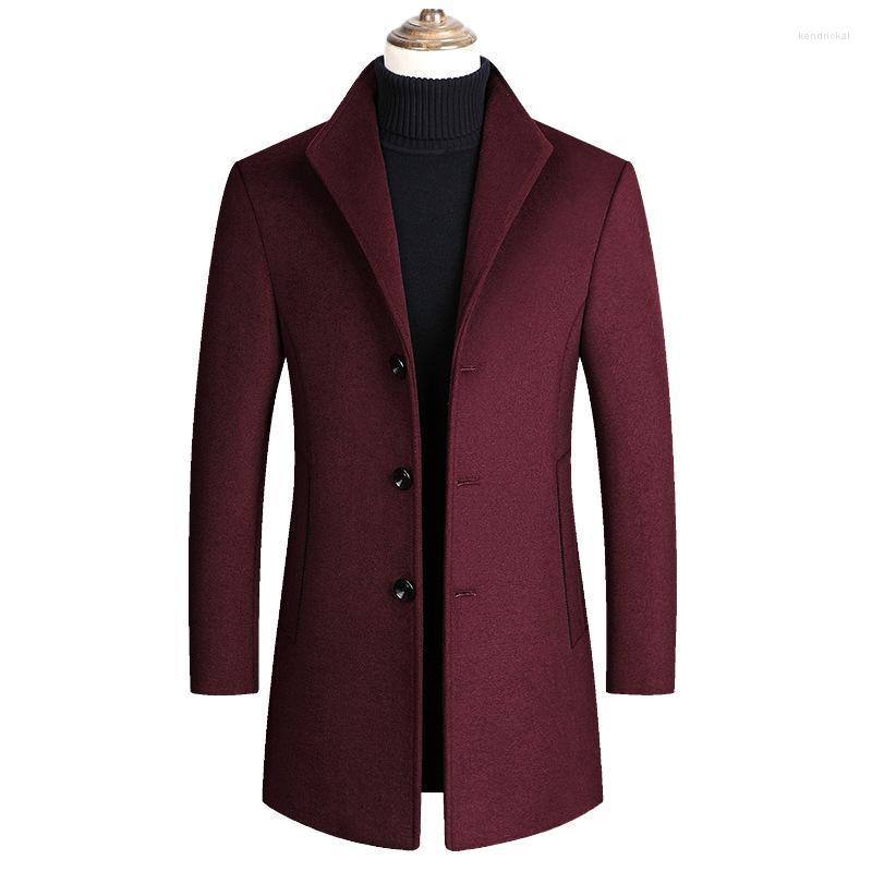 

Men's Wool & Blends Fad Spring Men Coats Trench Pea Coat Solid Color High Quality Jacket Luxurious Brand Clothing Kend22, Wine red