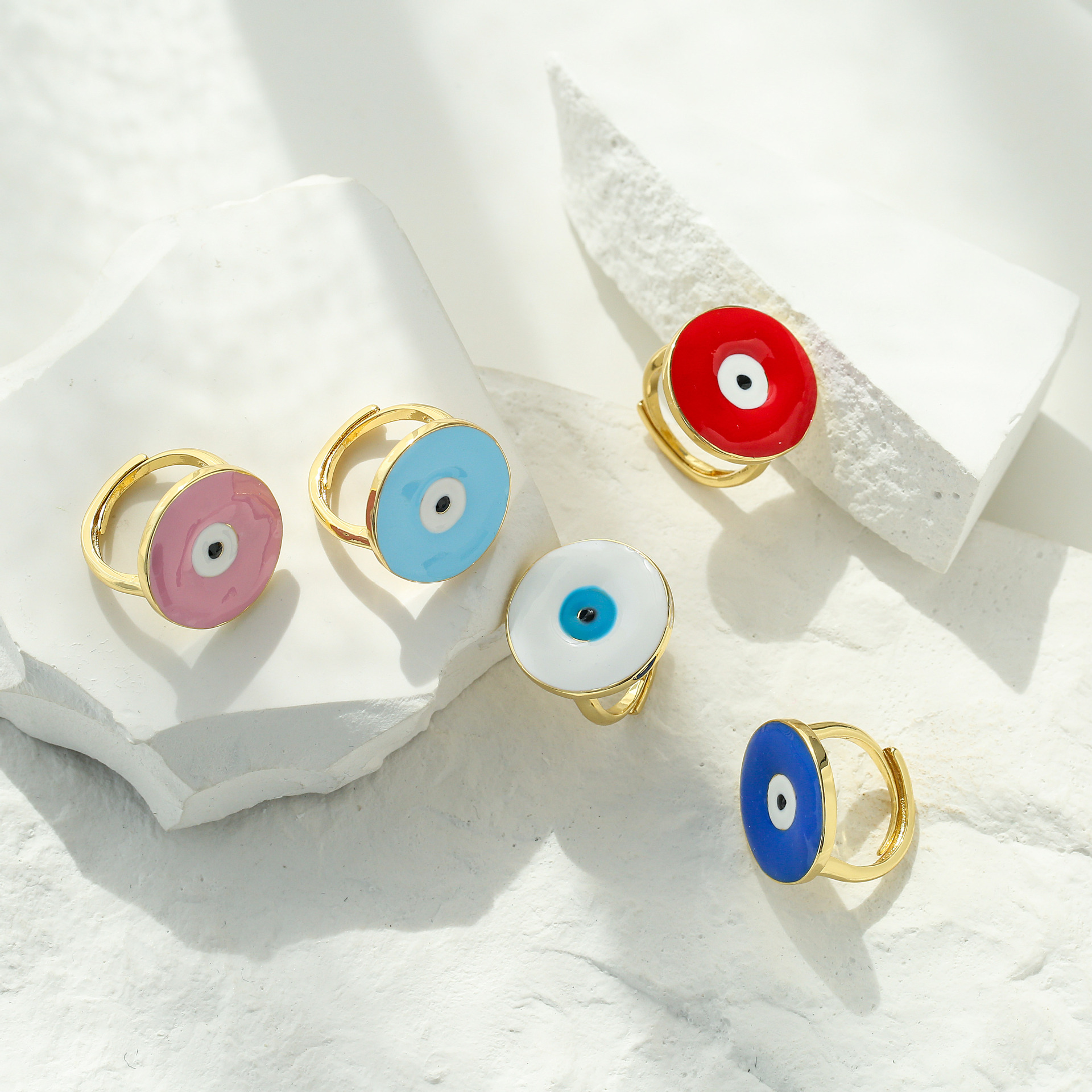 

Color Drip Fashion Eye Rings Round Adjustable Opening Ring for Women