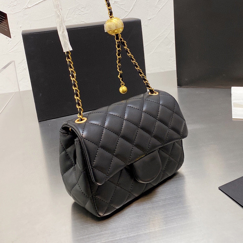 

W Lambskin Quilted Mini Pearl Crush Gold Ball Rectangular Flap Bags Matelasse Chain Crossbody Shoulder Vanit Large Capacity Outdoodr Saococh, Box