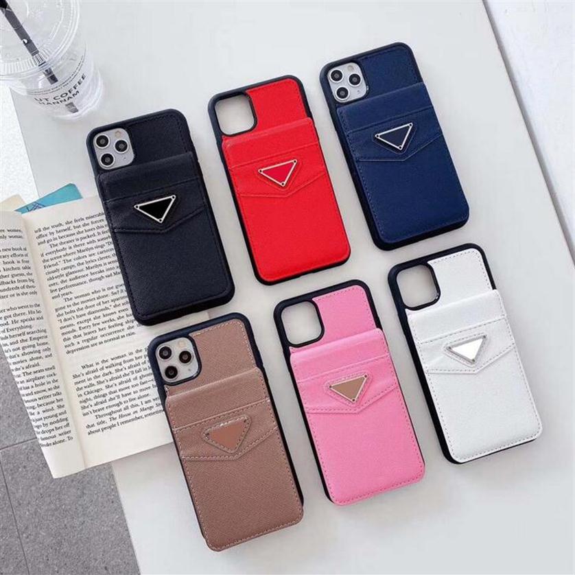 

Fashion insert card leather Iphone 12 Pro Max Phone Cases mobile Case 11 Prothree2 xr X XS shell curve cover models198B, Black