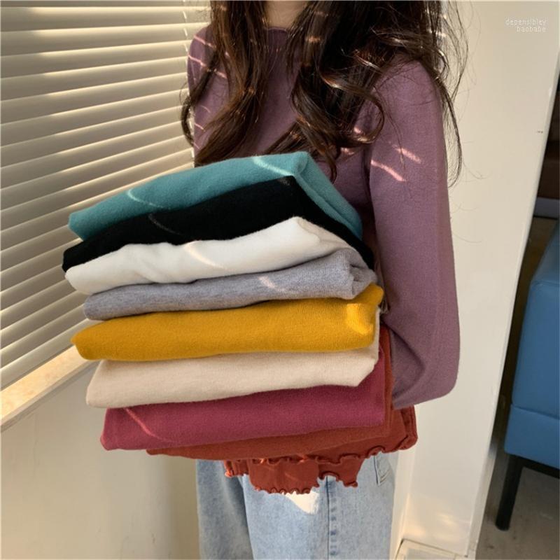 

Women's Sweaters Autumn Winter High Neck Pullover Knitted Sweater Women Long Sleeve Solid Undershirt Korean Fashion Knitwear Depe22, Color 3