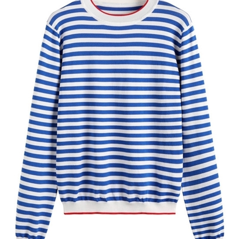 

Sale Promotion ! Thin Knitted T Shirt Women Clothes Summer Woman Short Sleeve Tees Tops Striped Casual T-Shirt Female B-019 220402, Short sleeve blue