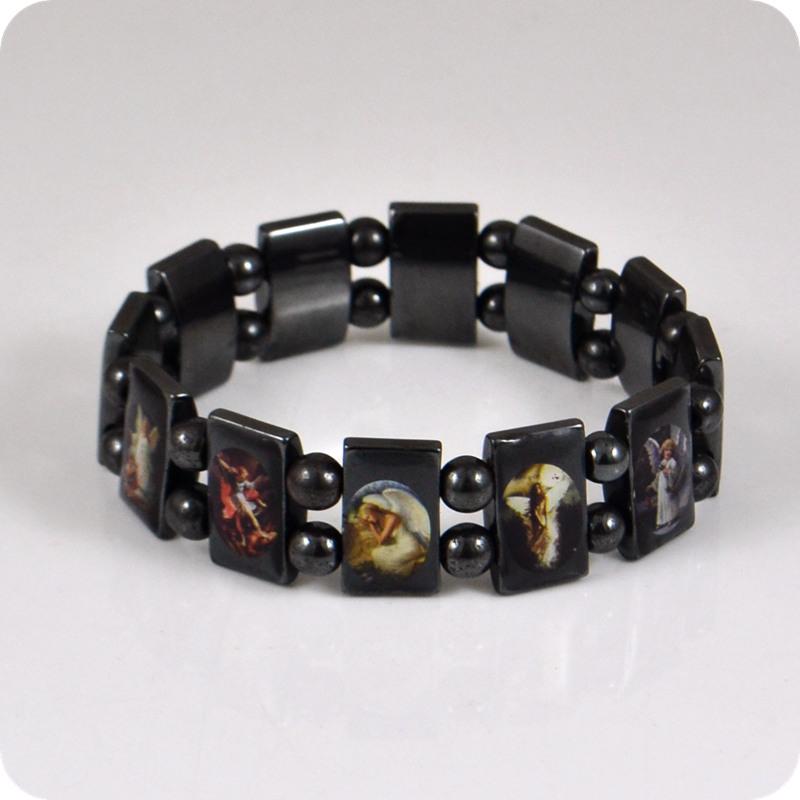 

Bangle Angel Hematite Rosary Beads Bracelet Fashion Catholic Christian Religious JewelryBangle