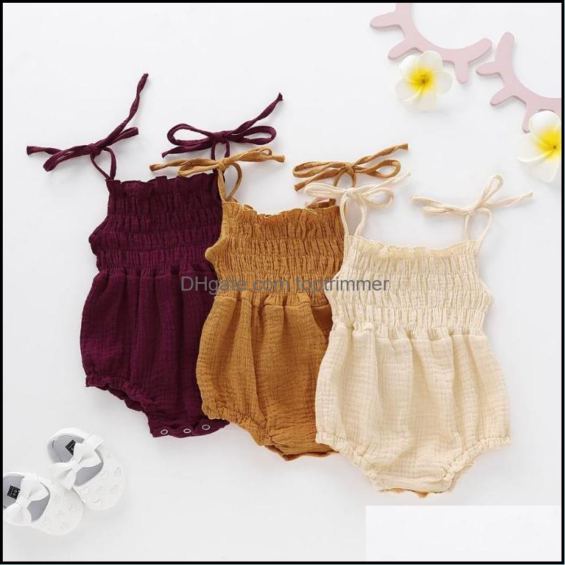 

Color Born Bodysuits Summer Boy Girl Lacing Jumpsuit Sleeveless Backless Cling Suit Cotton Soft Baby Clothes Rompers Drop Delivery 2021 Jump, 02