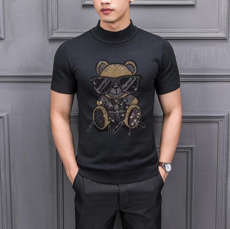 

Fashion men's sweaters Short Sleeve hip hop new style 2022 handsome clothing, Black