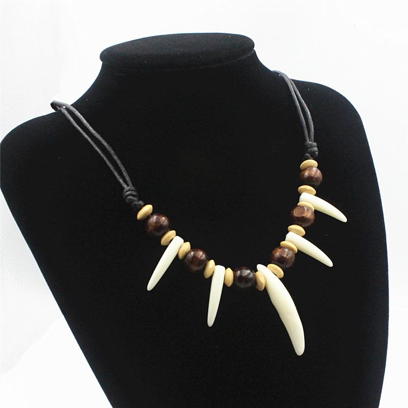 

Chokers Acrylic Imitation Wolf Teeth Beaded Necklace Adjustable Length Couple Amulet Gift MN050