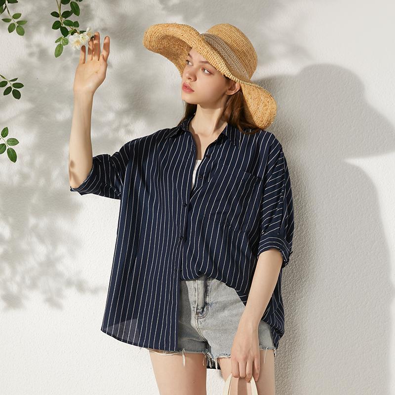 

Women' Blouses & Shirts YangXun 2022 Summer Silek And Viscose Blouse For Women ZHL84737Women, Blue