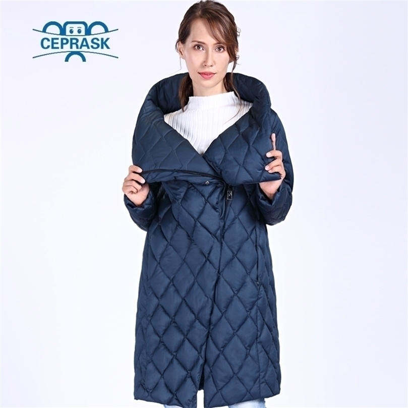 

CEPRASK High Quality Thick Parkas Women Bio fluff Hooded Women's Winter coat Plus Size Long Warm Stylish Winter Jacket 201127, Daek blue