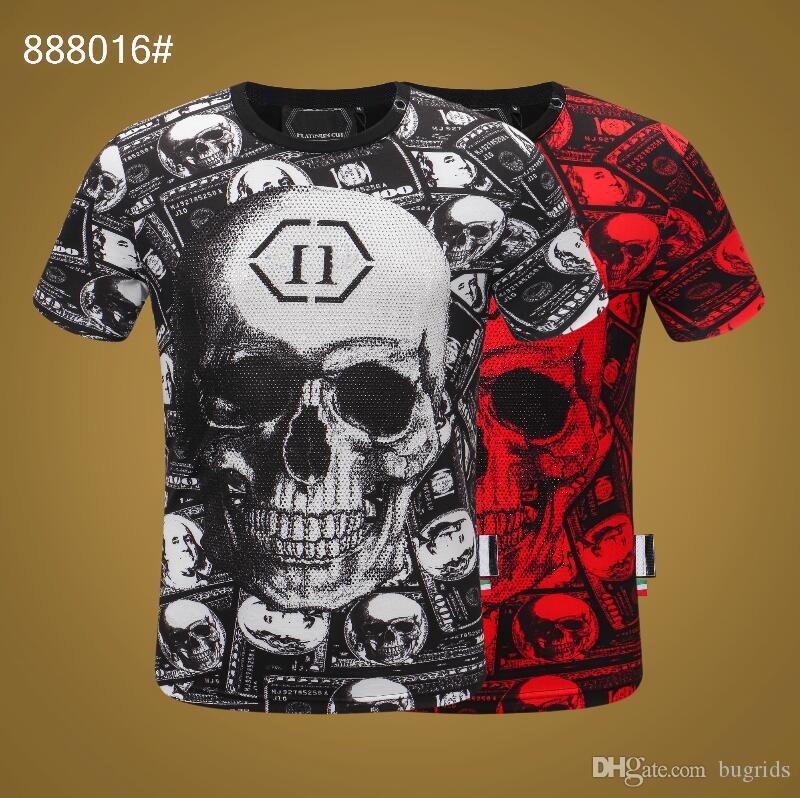 

PP Men's T-shirt Summer rhinestone Short Sleeve Round Neck shirt tee Skulls Print Tops Streetwear -xxxL 888016 fCs PHILIPPs PLEINs, Black