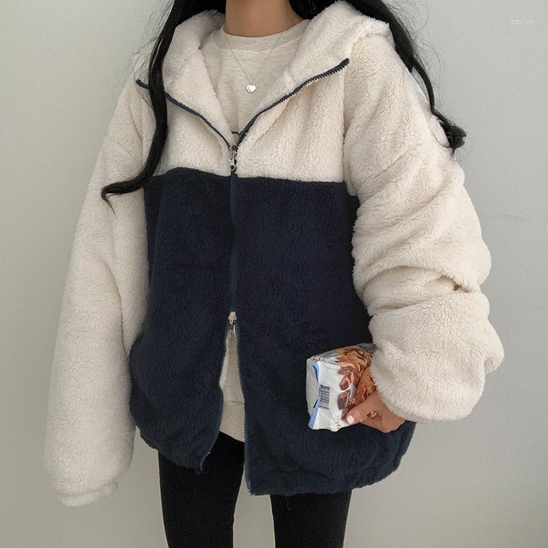 

Women's Jackets Women Winter Plus Size Long Jacket Warm Thick Fleece Faux Fur Coat Plush, Brown white
