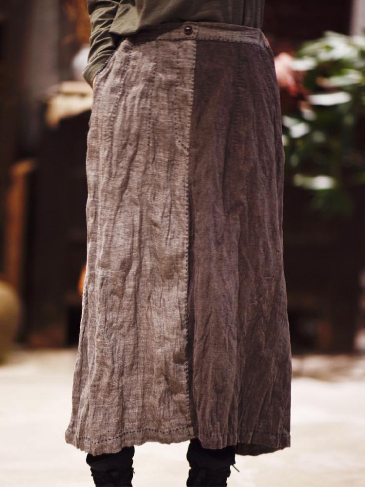 

Skirts Johnature Women Vintage Patchwork Color 2022 Spring Linen A-Line Clothes Button Chinese Style SkirtsSkirtsSkirts, Gray