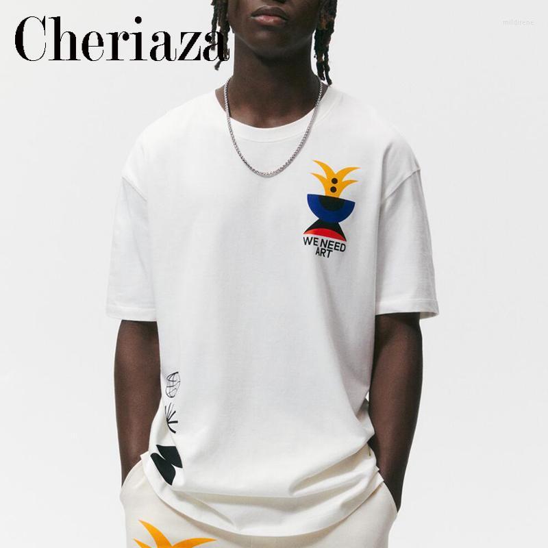 

Men' T-Shirts 2022Spring Summer Men European And American Style Printed Short Sleeves Leisure Loose Crew Neck Cotton White T-shirt O-neck T, Black