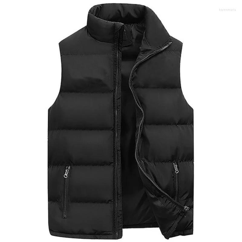 

Men's Vests Brand Men Jacket Winter Vest For Down Cotton Sleeveless Waistcoat Man Big Size Warm Mens Coat Kare22, Black