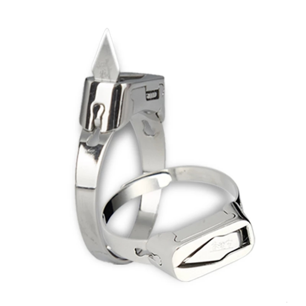 

Self Stainless Steel Designers Defense Ring Hidden Knife Blade Adjustable Rings Male Ladies Wolf Artifact Outdoor Edc Tool MTI5