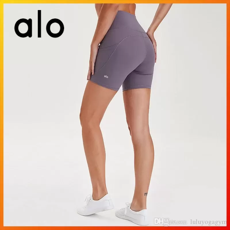 

Alo Yoga Summer Ladies 5-Color High Waist Shorts Cycling Exercise Fitness Yoga Short Stretch Tights, Black