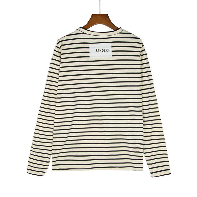

Men' Hoodies Poison house high version Jil minimalist back letter pasted cloth stripe couple bottomed long sleeve T-shirt fashion, Black stripes