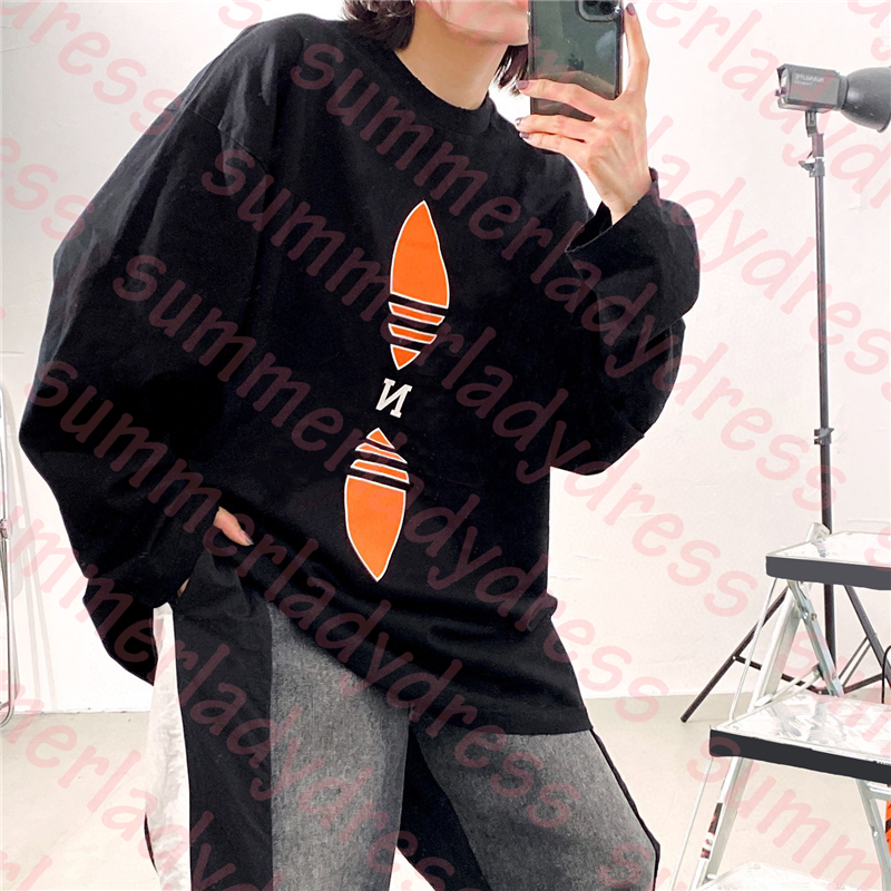 

Designer Printed Sweatshirts Loose Long Pullovers Women Casual Long Sleeve Tees Spring Autumn Cotton Hoodies, Black