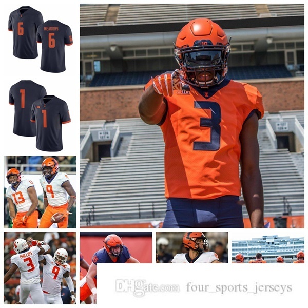 

NCAA Illinois Fighting Illini College Football Jerseys 87 Daniel Barker Jersey Jeff George Whitney Mercilus AJ Bush Jerseys Custom Stitched, Mens orange