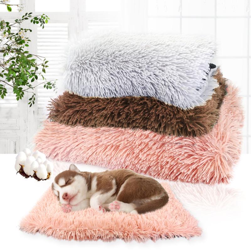 

Kennels & Pens Winter Pet Dog Bed Long Plush Soft Fleece Blankets Pets Cushion House For Small Medium Dogs Cat Sleeping Cats Mattress Suppli