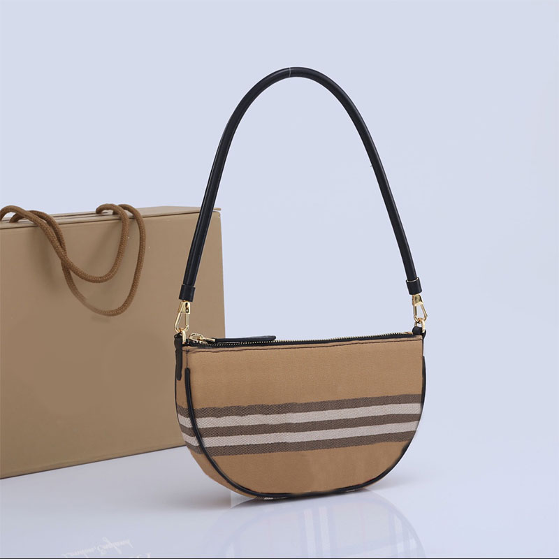

Semicircle Checks Shoulder Bag Mini Underarm Plaid Bags Canvas Purse Small Cookie Wallet Women Pouch Female Clutch, Beige