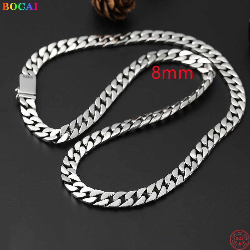 

BOCAI Trendy S925 Sterling Silver Necklace for Men Women Simple 7mm 8mm Horsewhip Chain Pure Argentum Fashion Jewelry 220813