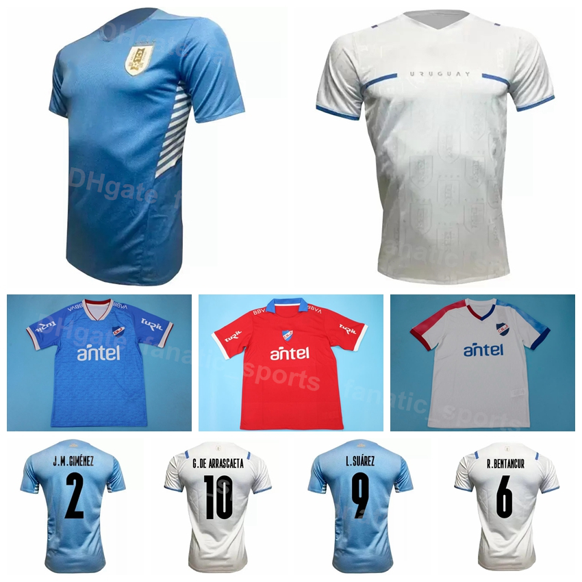 

National Team Soccer Uruguay 10 de Arrascaeta Jerseys 6 Rodrigo Bentancur 15 Federico Valverde 21 Edinson Cavani 9 Luis Suarez 3 Diego Godin Football Shirt Kits Blue, With patch