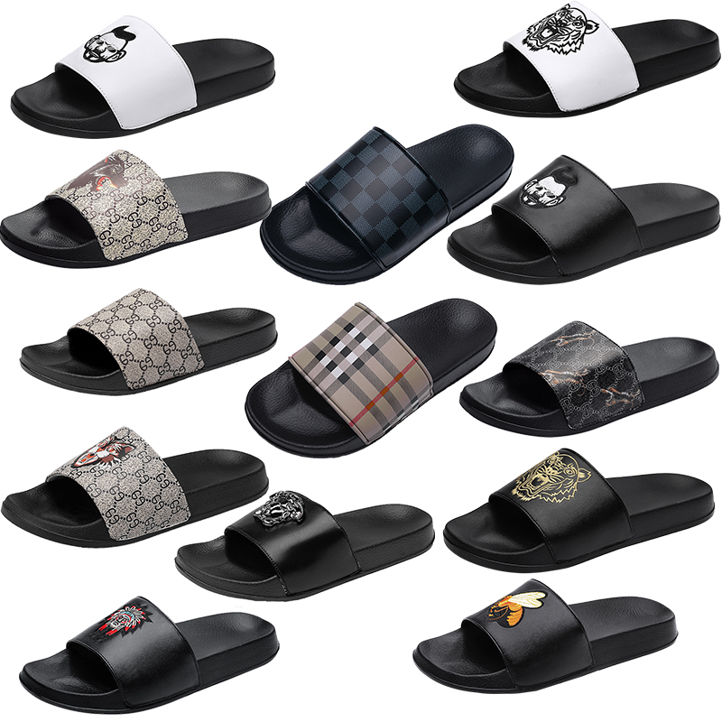 

Newest Luxury Brand Men Slides shoes Slippers Summer Sandals Beach Slide Flat Designer Classic G Grid pattern Print avatar flip flops sneakers size 39-46, 629 white
