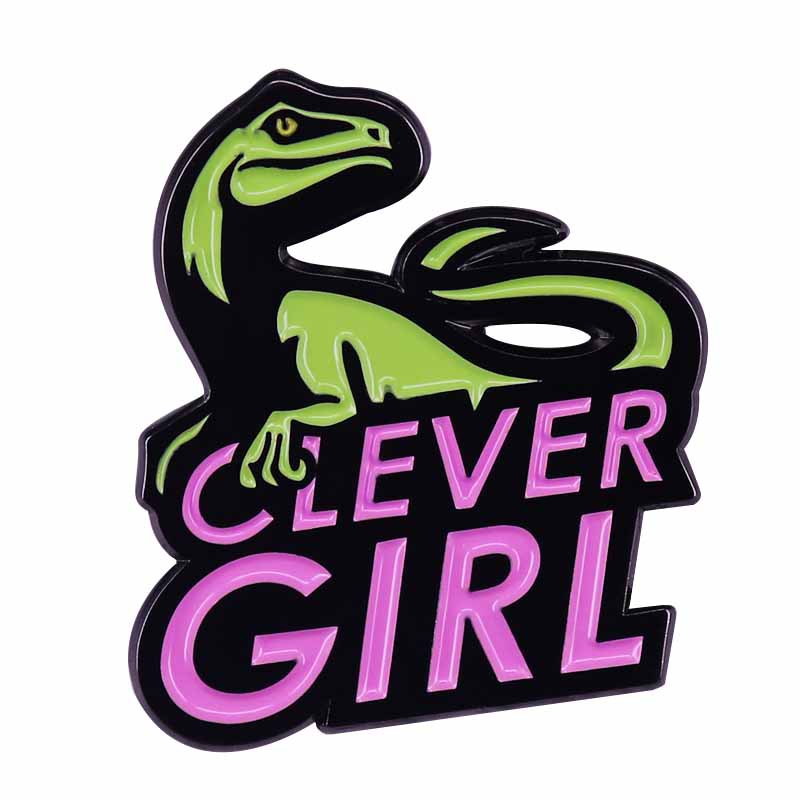 

Clever Girl Dinosaur Enamel Pins Brooch Collecting American Science Adventure Movie Jurassic Park Lapel Badges Fashion Jewelry, As picture