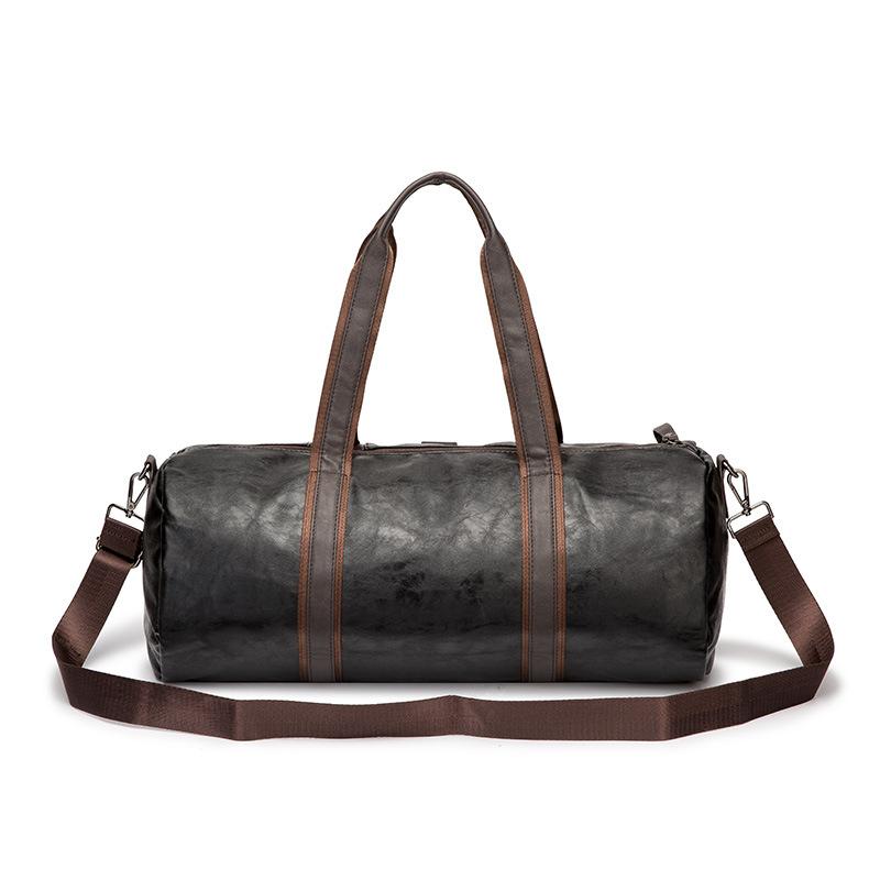 

Outdoor Bags Fashion Handbag Shoulder Bag Luggage Drum Fitness Leather Training Men Women Sports Travel Vintage Messenger BagsOutdoor, Black