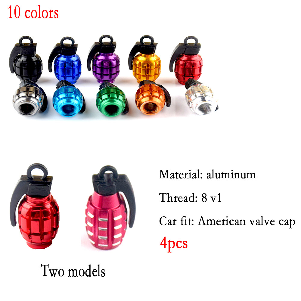 4 x America car tire valve cap Dustproof waterproof, Aluminum alloy durable grenade valve cover good looking,10 color dust-image-760060938