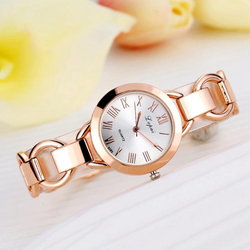 

Wristwatches Luxury Women Watches Rose Gold Dial Bracelet Wristwatch Ladies Quartz Sport Watch, Rose gold white