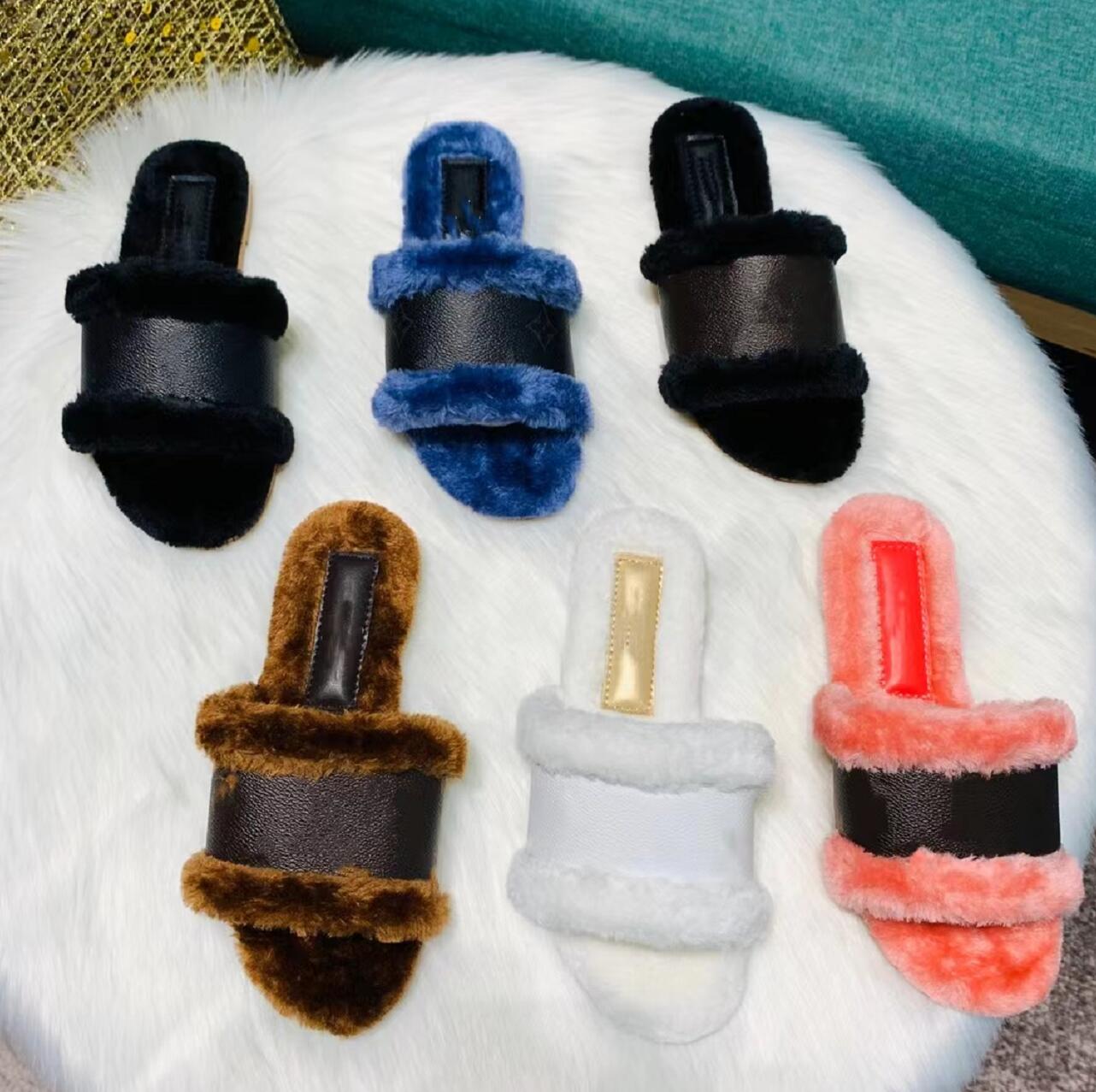 

New Style Winter Wool Plush Slippers Luxury Printing Leather Flat Bottom Shoes Sandal Classic Leisure Home Slipper Designer Women Outdoor warmth Sandals, Not for individual sale