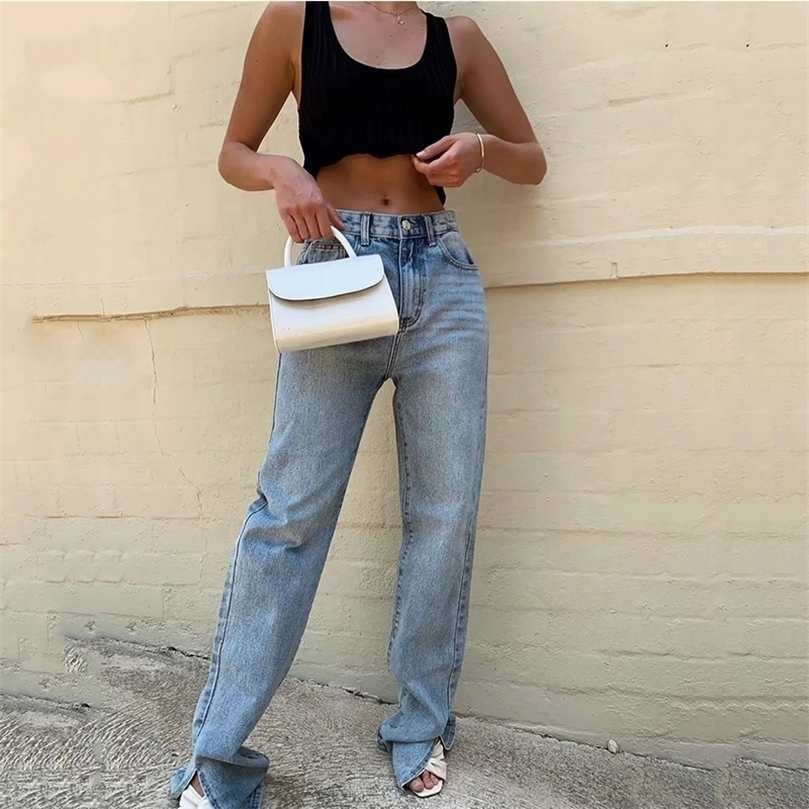 

MosiMolly 2020 Washed Denim Pants Jeans Women Boyfriend Casual Split Long Bottom Black 220402, Gray
