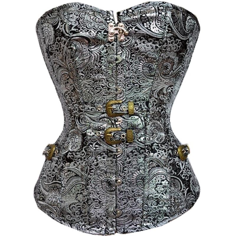 

Bustiers & Corsets Steampunk And Plus Size Flower Vintage Push Up Bustier Corset Gothic Corselet Overbust BurlesqueBustiers, Silver