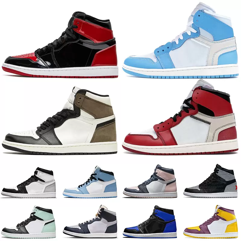

2022 Top Quality New 1 NRG High White Mens Womens OG Basketball Shoes Mid 1s Jumpman Chicago Bred Patent University Blue UNC Fragment Athletic Sport Sneakers with box, C15 valentines day 2022 36-46