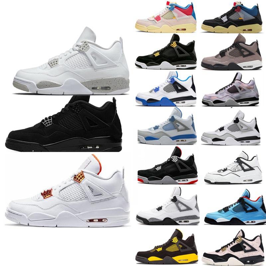

Newest high quality 4 4s basketball shoes manila university blue fire red paris thunder starfish what the black cat men women sneakers 7-12, 36