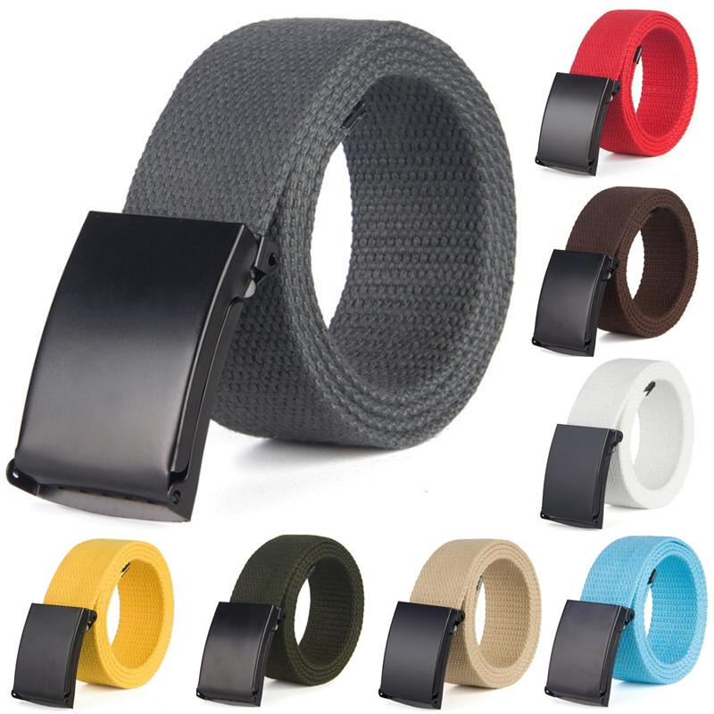 

Belts High Qualtiy Men Belt Unisex Male Casual Metal Buckle Plain Webbing Canvas Luxury Design Tactical Waist Waistband, White