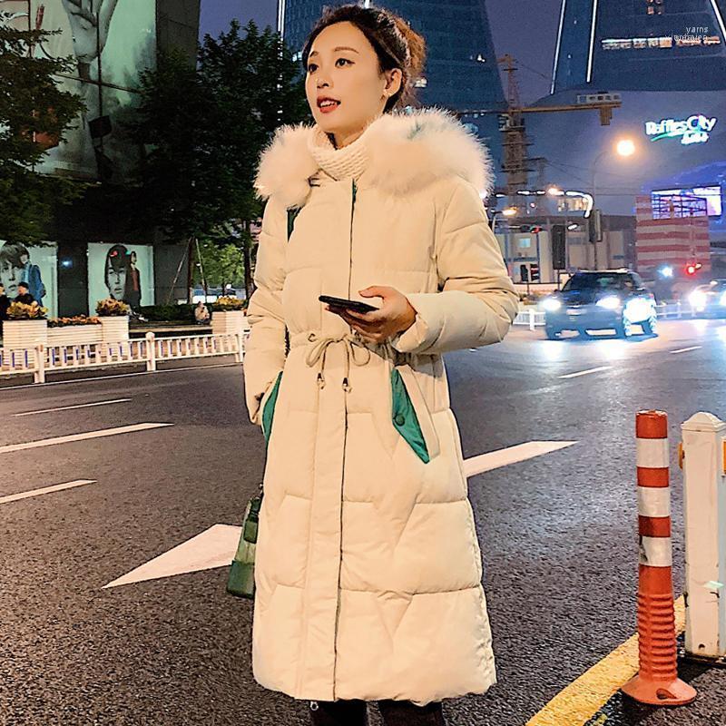 

Women's Down & Parkas 2022 Design Winter Jas Women Capuchon With Bont Dames Exit Wet Long Warm Parka Slim1, Beige