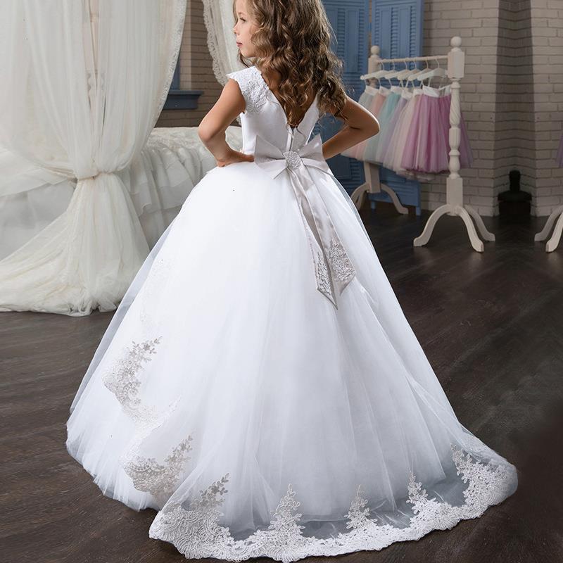 

Summer Teenager Bridesmaid Dress Kids Dresses For Girls Children Retro Lace Princess Girl Party Wedding White, Color1