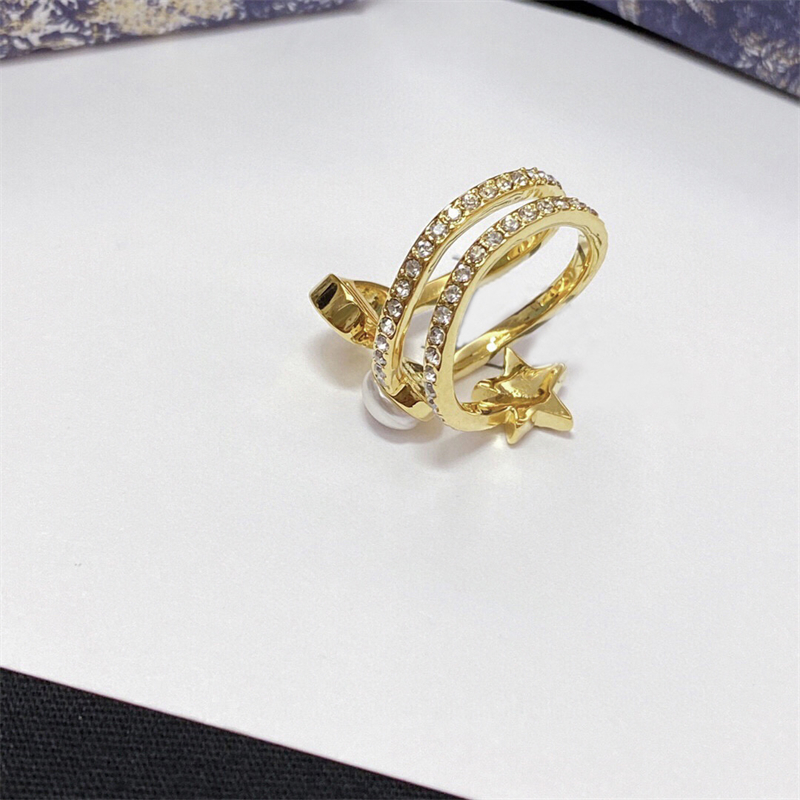 

Pearl Womens Ring Fashion Letter Rings Designers Diamond Wedding Rings Luxury High Quality Jewelry Gifts