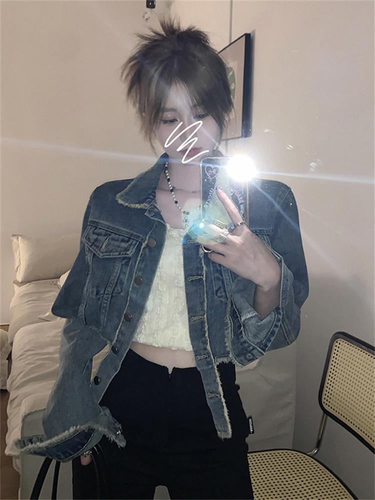 

Women' Jackets Gothiscyn Girl Short Denim Jacket Women Spring Autumn 2022 Loose Fur Edge Design Sense Top Retro Clothes CoatsWomen