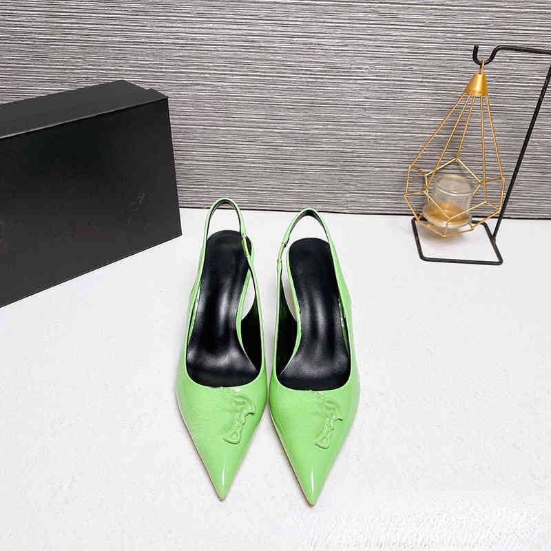 2022 spring summer versatile sexy back empty single shoes Medusa candy color patent leather pointed high women's thin heels