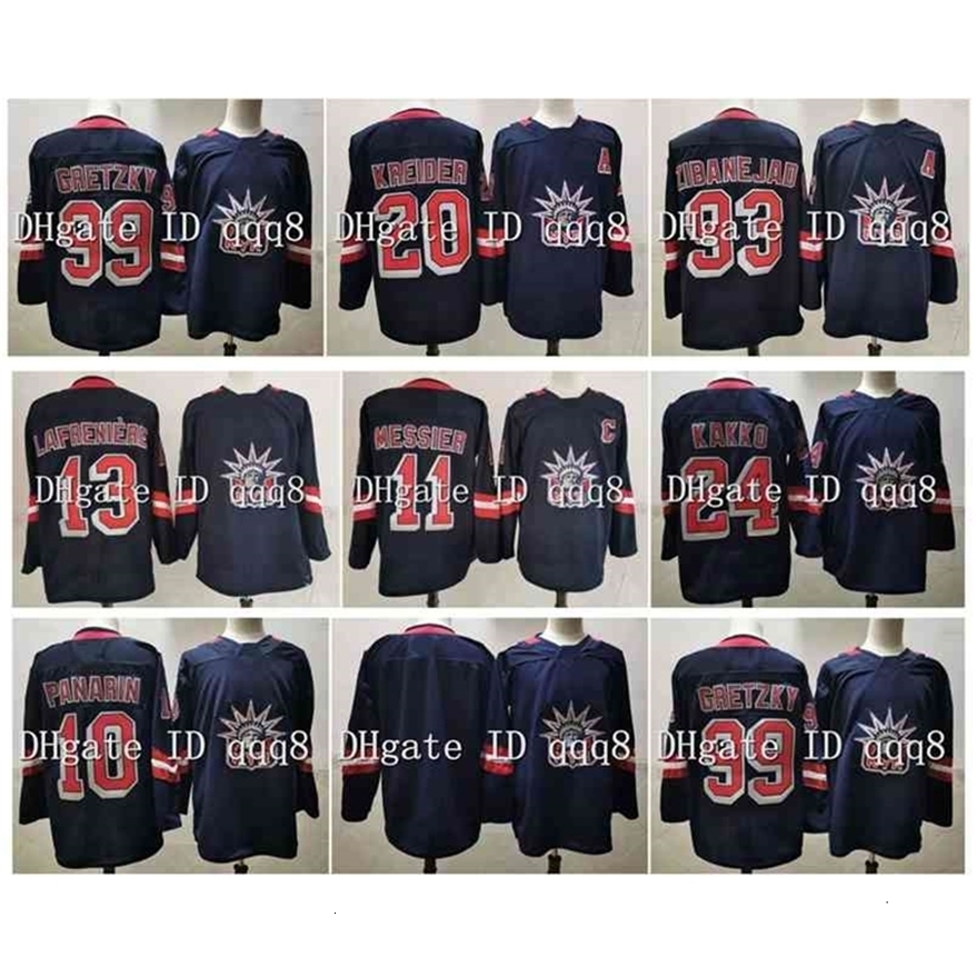 Xfl2020 95 2021 Reverse Retro Jersey 13 Alexis Lafreniere 10 Artemi Panarin 24 Kaapo Kakko 93 Mika Zibanejad Messier Gretzky Hockey